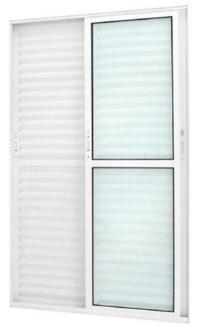 Porta balcão 3 folhas uma fixa alumínio branco linha 25 Porta balcão 3 folhas uma fixa alumínio branco linha 25